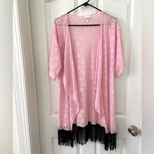 LuLaRoe Baby Pink Lace Kimono